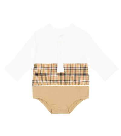 婴幼儿 - 格纹棉质针织连身衣