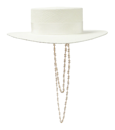 Shop Ruslan Baginskiy Chain-detail Straw Hat In White