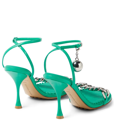 Shop Bottega Veneta Dot Embellished Leather Sandals In Acid Turquoise