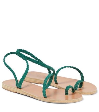 Shop Ancient Greek Sandals Eleftheria Suede Sandals In Green