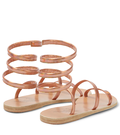 Shop Ancient Greek Sandals Ofis Iridescent Leather Sandals In Rame