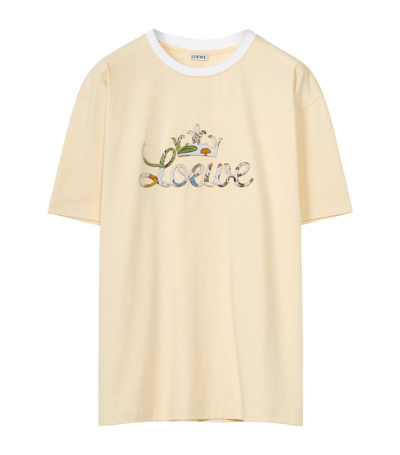 Shop Loewe Appliqué Herbarium Logo T-shirt In Beige