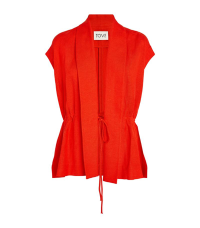 Shop Tove Tie Detail Sleeveless Jacket In Red