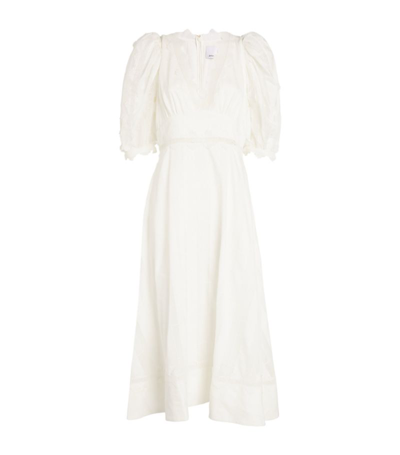 Shop Acler Puff-sleeved Midi Dress In White