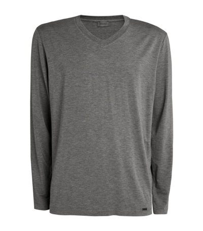 Shop Hanro Casuals V-neck T-shirt In Grey