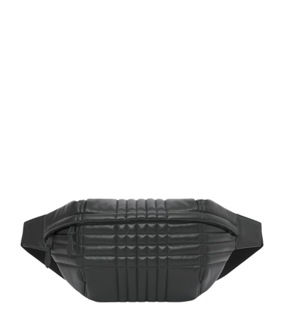 Shop Burberry Leather Monogram Belt Bag In Black