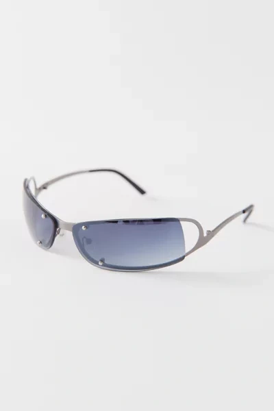 Shop Urban Renewal Vintage Daikon Shield Sunglasses In Grey