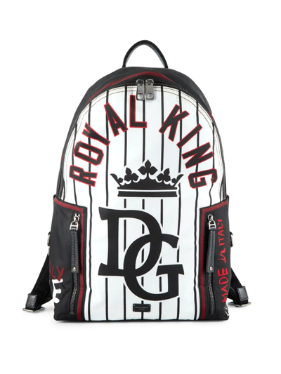 Shop Dolce & Gabbana Women's Royal King Graphic Backpack In White Multi