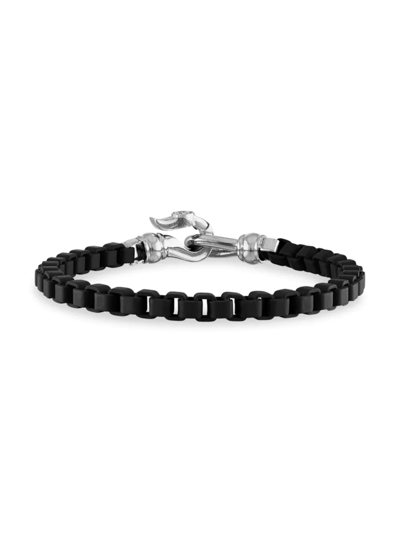 Shop Esquire Men's Box Link Bracelet In Black