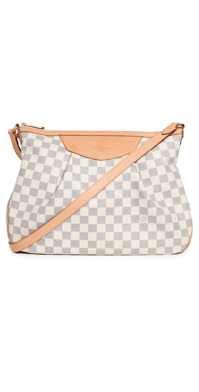 Pre-owned Louis Vuitton Damier Azur Siracusa Mm In White