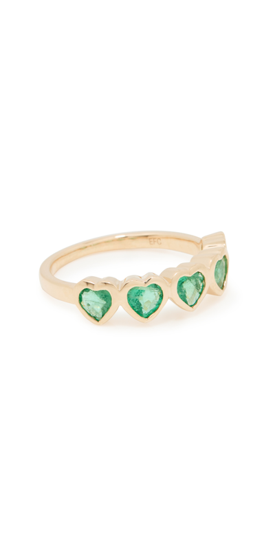 Shop Ef Collection 14k Yellow Gold Multi Emerald Heart Ring