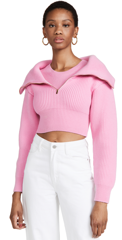 Shop Jacquemus Risoul Mesh Sweater In Light Pink