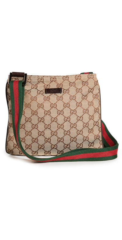 Pre-owned Gucci Web Strap Messenger Bag In Brown