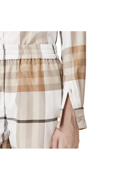 Shop Burberry Tawny Check Print Cotton Twill Shorts In Frosted White Ip Chk