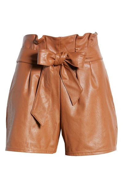 Shop Commando High Waist Faux Leather Paperbag Shorts In Cocoa