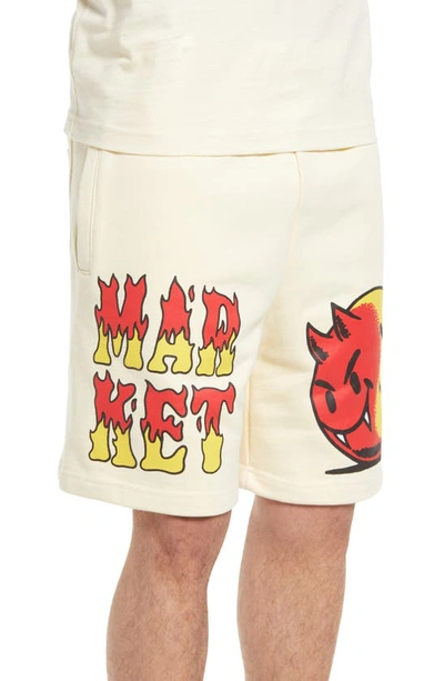 Shop Market Smiley Good Vs. Evil Cotton Sweat Shorts In Cream