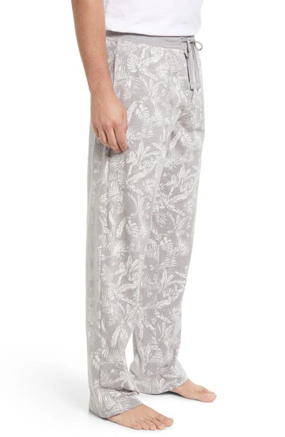 Shop Majestic Palm Print Cotton Blend Pajama Pants In Grey Leaf