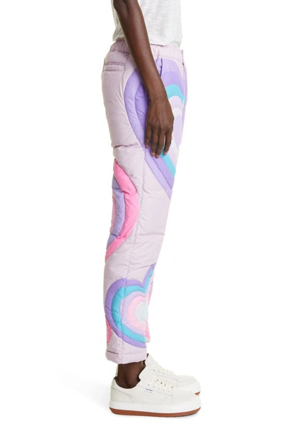 Shop Erl Unisex Hearts Puffer Pants In Purple