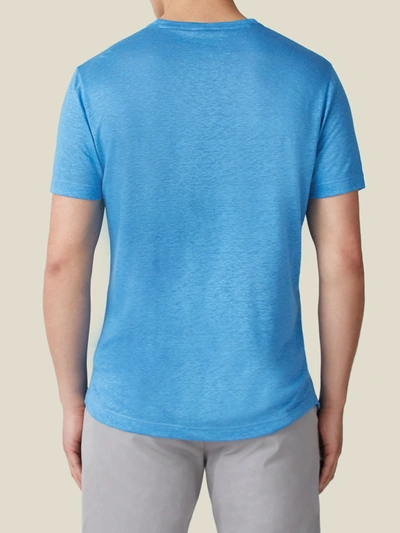 Shop Luca Faloni Electric Blue Linen Jersey T-shirt