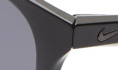 Shop Nike Revere 51mm Round Sunglasses In Black/ Dark Grey