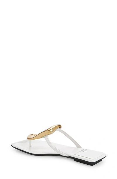 Shop Jeffrey Campbell Linques 2 Flip Flop In White Patent Gold