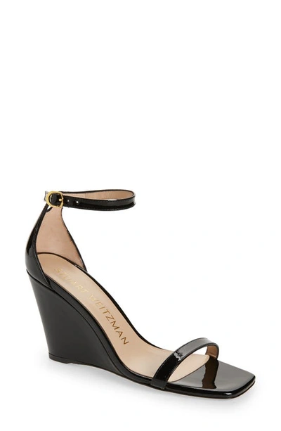 Shop Stuart Weitzman Nudistcurve 85 Wedge Sandal In Black