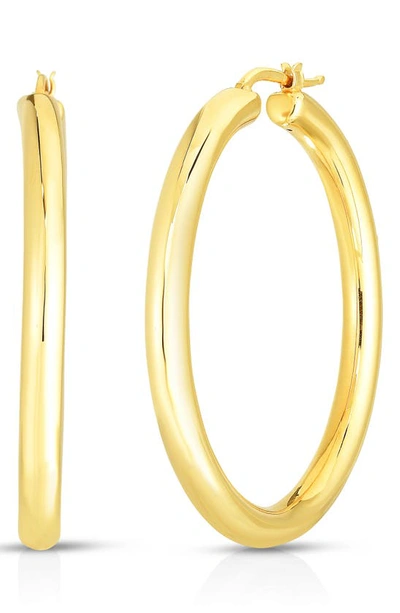 Shop Roberto Coin Classico Oro Hoop Earrings In Yellow Gold