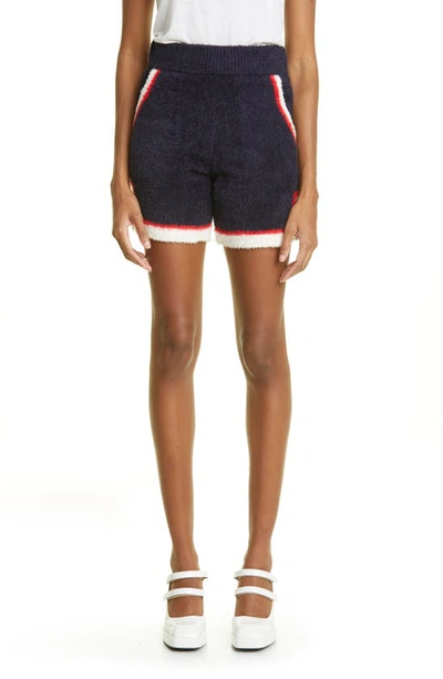 Shop Undercover Side Stripe Chenille Shorts In Navy