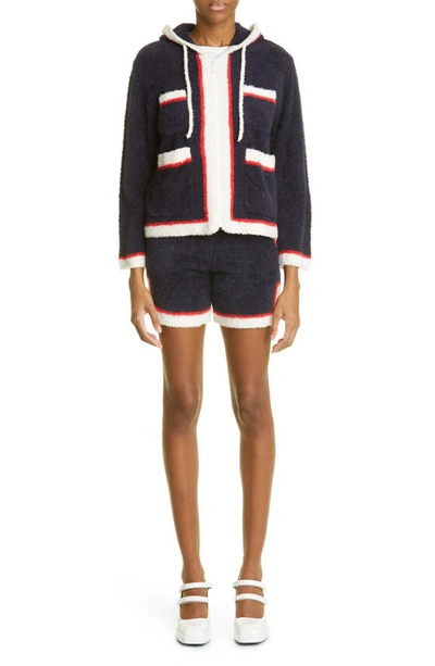 Shop Undercover Side Stripe Chenille Shorts In Navy