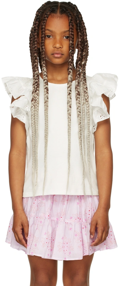 Chloé Kids Off-white Ruffle Sleeve Shirt In 117 Off White