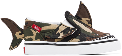 Shop Vans Baby Camo Shark Slip-on V Sneakers In (camo Shark) Black/t