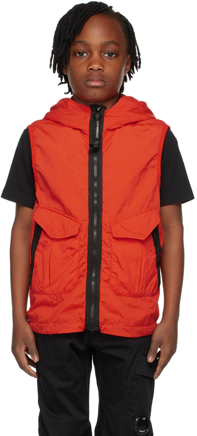 Shop C.p. Company Kids Orange Cr-l Goggle Vest In 455 Fiery Red