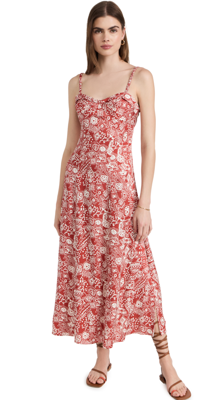 Shop Rebecca Taylor Labyrinth Slip Dress In Labyrinth Print Red Clay Combo
