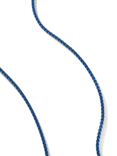 Shop David Yurman Sterling Silver Box Chain Necklace In Blue