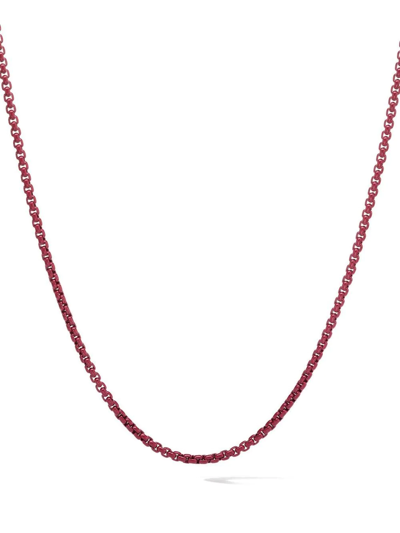 Shop David Yurman Sterling Silver Box Chain Necklace In Red