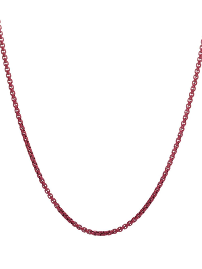 Shop David Yurman Sterling Silver Box Chain Necklace In Red