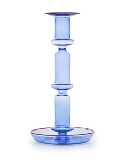 Shop Hay Flare Tall Glass Candleholder In Blue