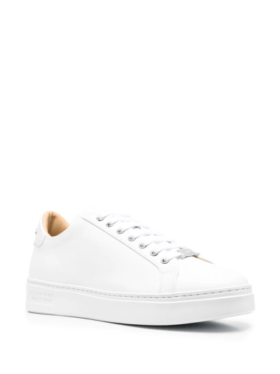 Shop Philipp Plein Leather Low Top Sneakers In White