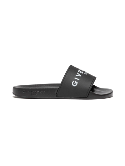 Shop Givenchy Monochrome Logo-print Slides In Black