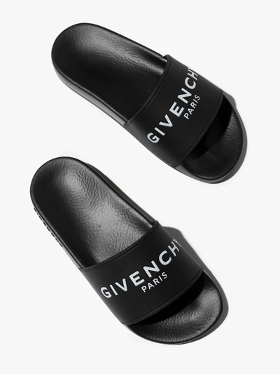 Shop Givenchy Monochrome Logo-print Slides In Black