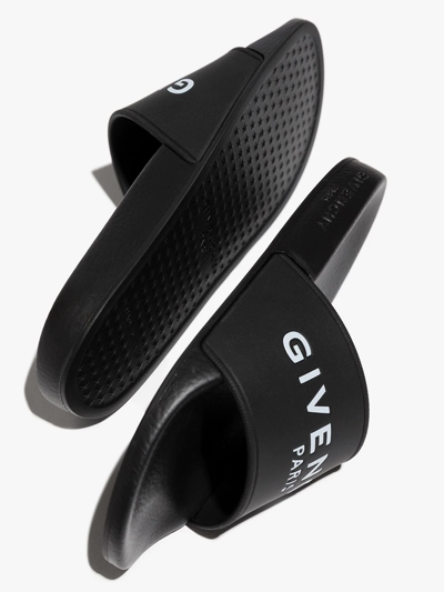 Shop Givenchy Monochrome Logo-print Slides In Black