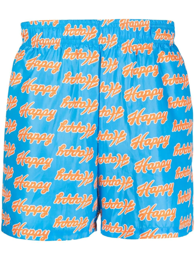 Natasha Zinko Happy-print Swim Shorts In Blue