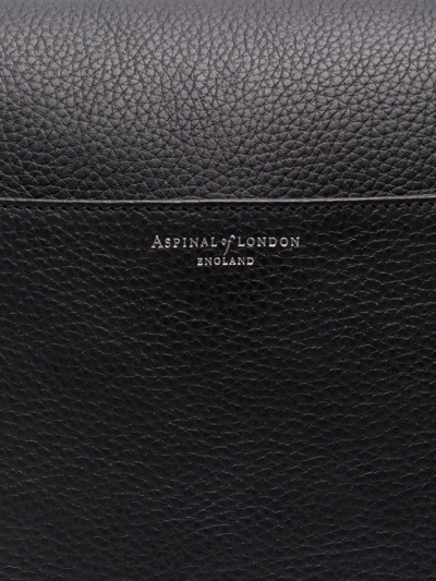Shop Aspinal Of London Reporter Leather Shoulder Bag In Black