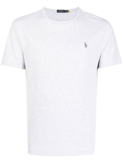 Shop Polo Ralph Lauren Logo-embroidered Cotton T-shirt In 灰色