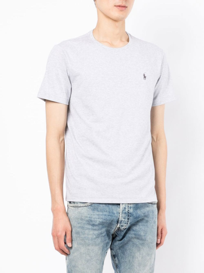 Shop Polo Ralph Lauren Logo-embroidered Cotton T-shirt In 灰色