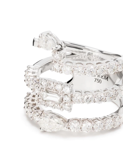 Shop Yeprem 18kt White Gold Layered Diamond Ring In Silver