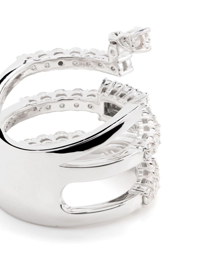 Shop Yeprem 18kt White Gold Layered Diamond Ring In Silver