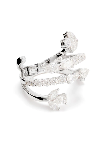 Shop Yeprem 18kt White Gold Diamond Cocktail Ring In Silver