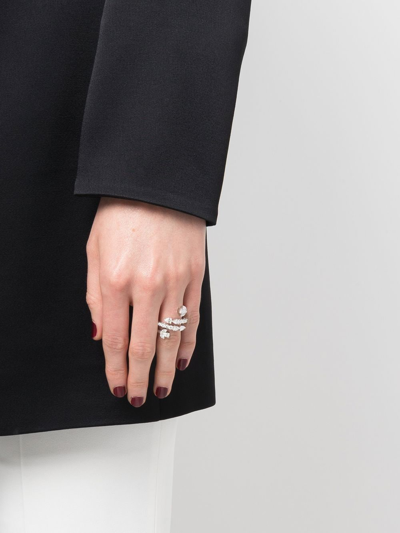 Shop Yeprem 18kt White Gold Diamond Cocktail Ring In Silver
