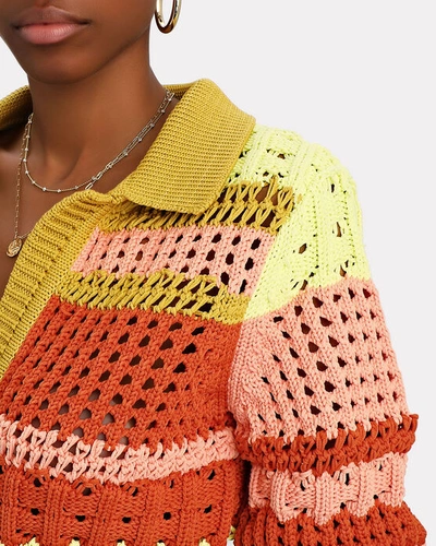 Shop Jonathan Simkhai Otis Recycled Crochet-knit Polo Sweater In Multi